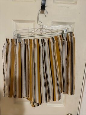 Striped Mustard and White Women's Short and Tube Top Set